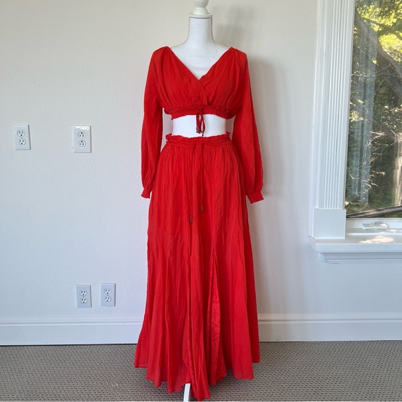 Free People super cute Cleo Crop Top & Maxi Skirt Set -
Size S red-orange color - Picture 5 of 12